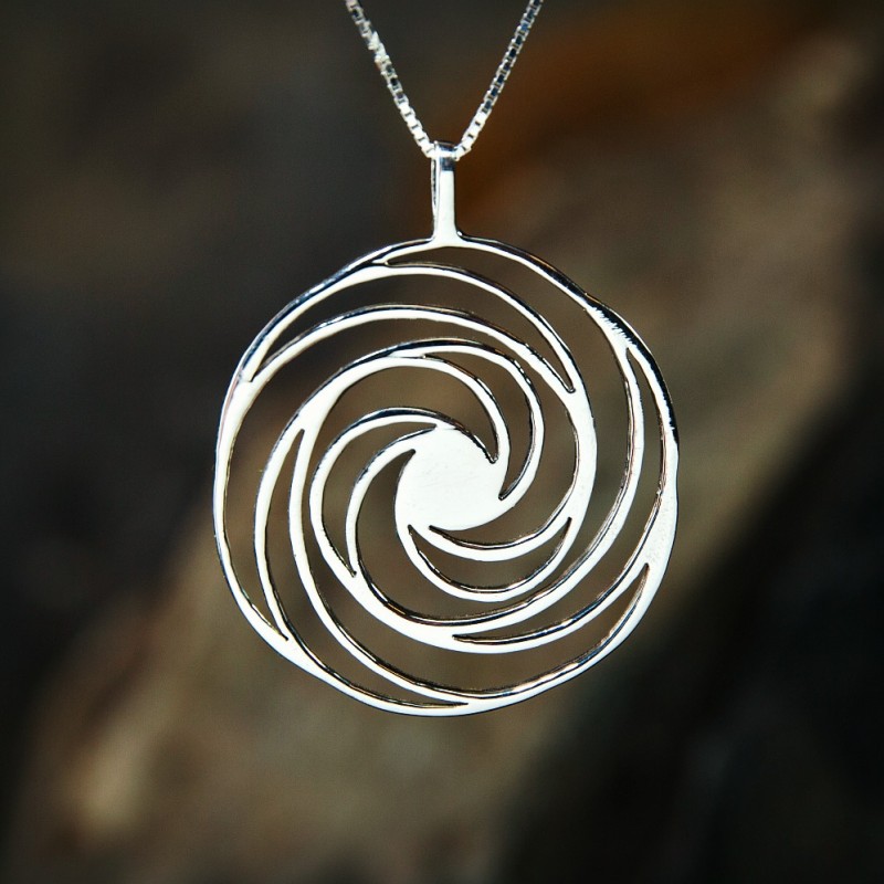 Silver, Golden Spiral Pendant