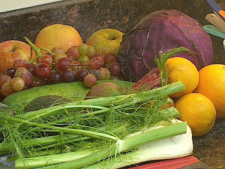 Fruits and Vegetables for Wholeness: apples, beet, fennel, grapes, red cabbage, oranges
